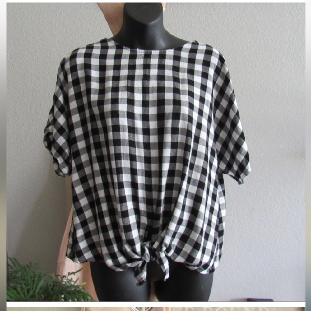 Madewell| Gingham Tie Blouse Medium